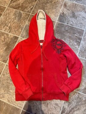 Vintage y2k red sherpa hoodie